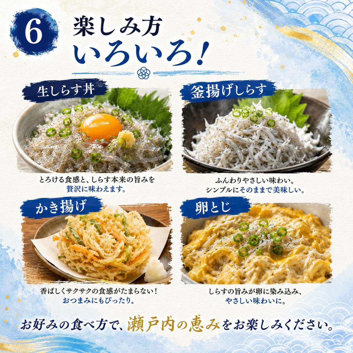 瀬戸内産生しらす 天然・無添加 120g×5パック〜 冷凍